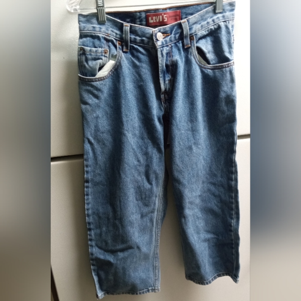 Levi's Husky Boy’s Medium Blue Relaxed Denim Jeans Women Jorts Bermuda Shorts - Picture 11 of 13
